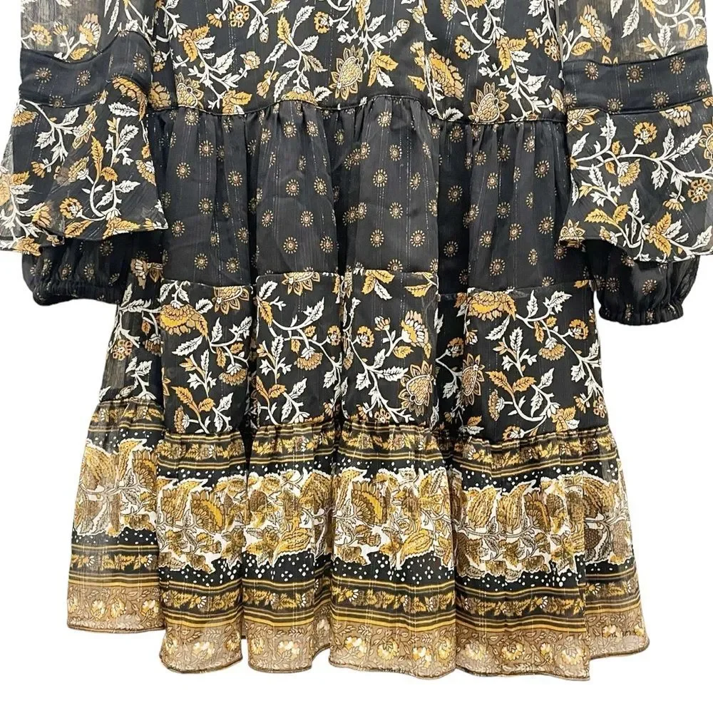 Michael Kors Mixed Botanical Print Georgette Dress Boho Flowy Women’s Size XXS
